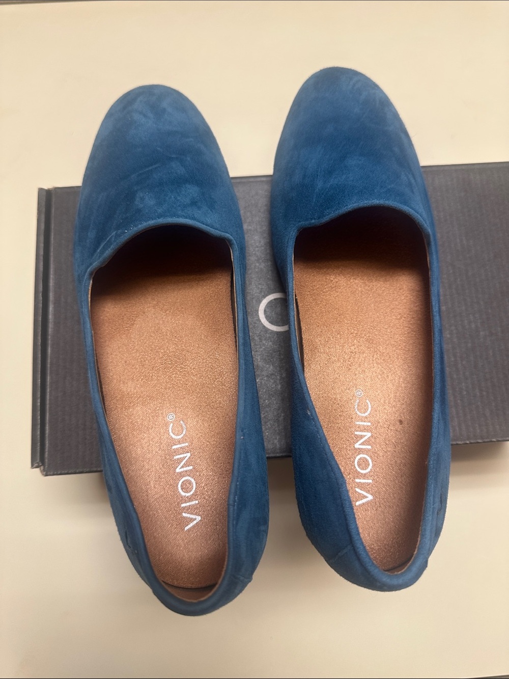 Vionic Teal Suede Slip-On Flats
